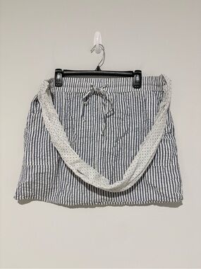 SW New York 100% Cotton Striped DIY Tote‎ Bag Blue White